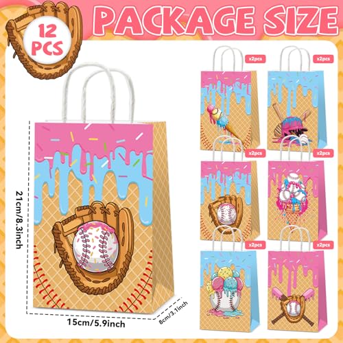 12 Pcs Baseball Ice Cream Drip Gift Bags with Handles