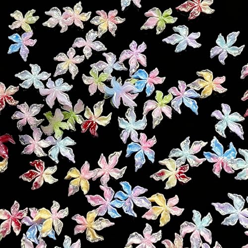 Tephrent 150Pcs 3D Flower Nail Charms Resin Floral Rhinestones for DIY Nail Art