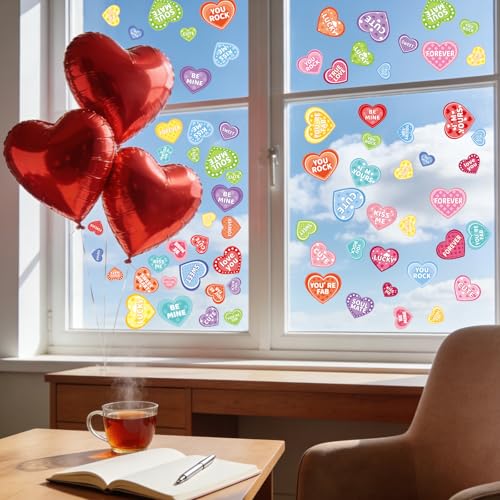 9 Sheets Jumbo Heart Window Clings - Reusable Valentine's Day Decor