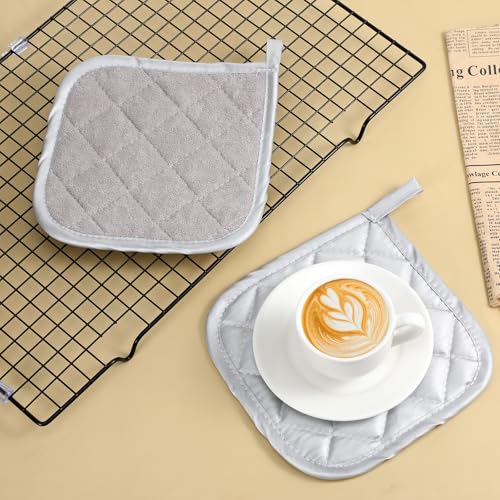 2-Pack White Cotton Pot Holders - Heat Resistant Pads 17cm