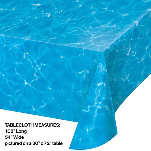 Water Print Plastic Tablecloth for Summer Pool Parties - 54" x 108"