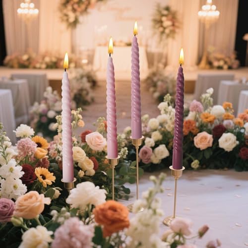 Kandelo 8-Inch Pink Spiral Taper Candles Set of 4 - Elegant Dinner & Wedding Decor