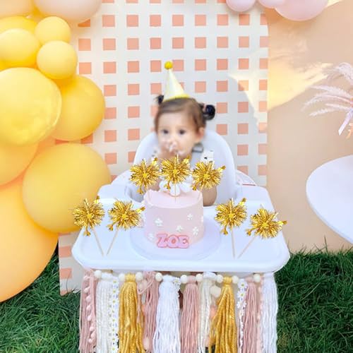 30 Pack Gold Foil Frill Cupcake Toppers for Birthday Parties