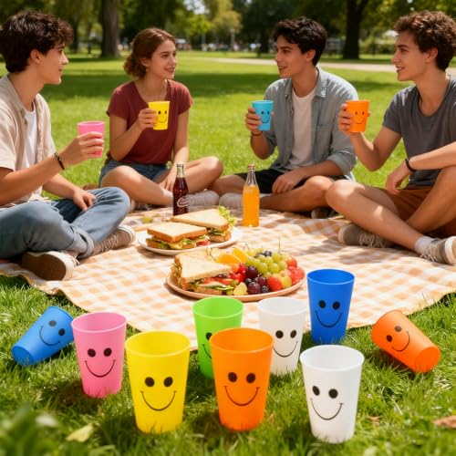 Keretuby 260ml Shatterproof Toddler Toothbrush Holder Cups - 10 Colors, Stackable & Reusable