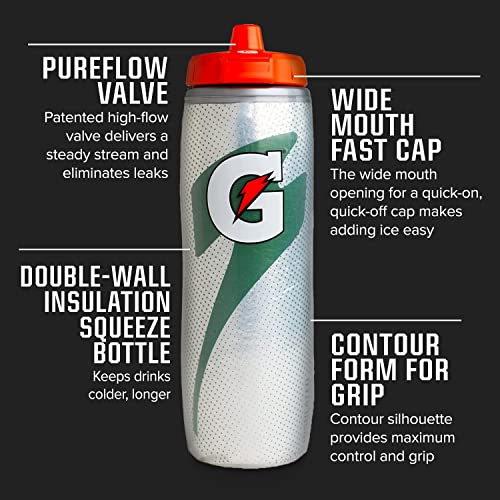 Gatorade Insulated Squeeze Bottle - Silver, 30.1 Oz