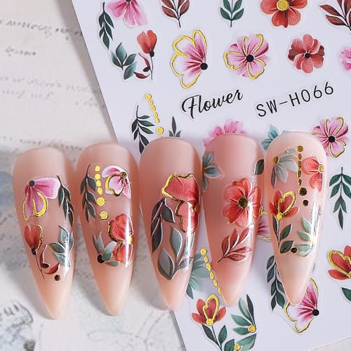 Valentine Nail Art Stickers 3D Self-Adhesive Heart Decals 6Pcs