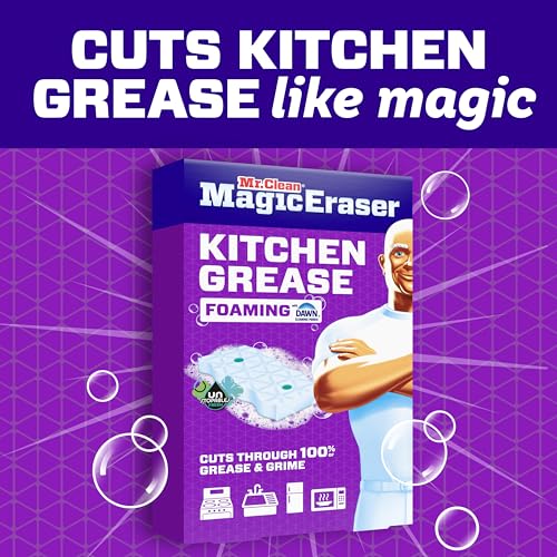 Mr. Clean Magic Eraser Kitchen Grease Foaming Sponge, Unstopables Fresh, 6 Count