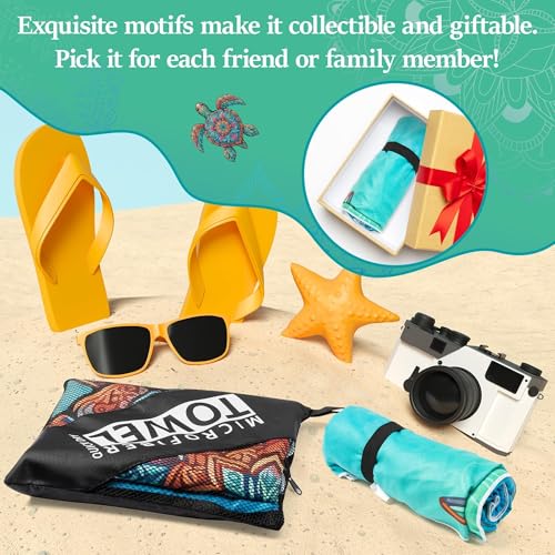 GKgyeus Blue Turtle Oversized Microfiber Beach Towel - Quick Dry, Sand-Free, 71x35 Inches for Pool & Travel