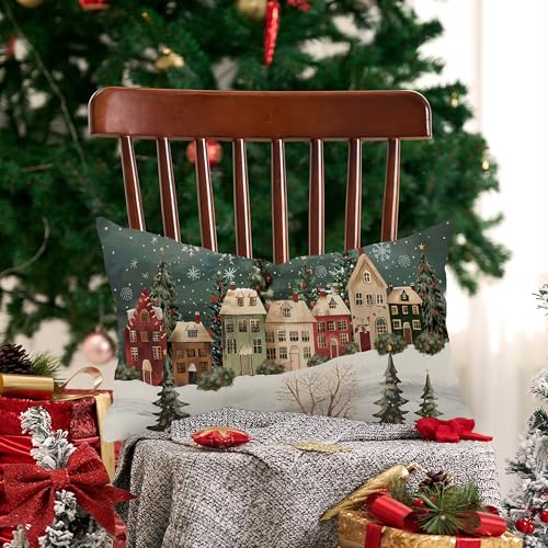 Winter Christmas Pillow Cover 12x20 Inch Decor for Holiday & Farmhouse