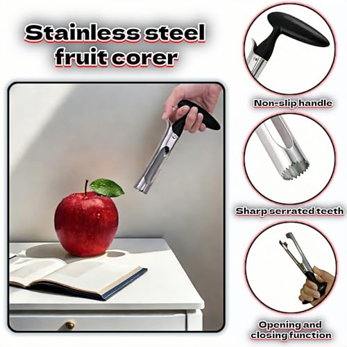 Stainless Steel Apple Corer & Divider with Serrated Blade