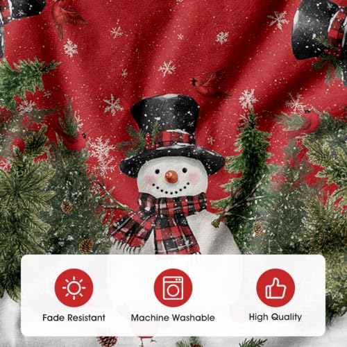 Red Christmas Tree Skirt 60 Inch for 7.5-9ft Trees Snowman Cedar Cardinals