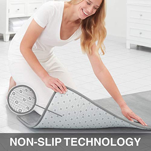 Genteele Memory Foam Bath Mat 17" x 24" Grey - Non-Slip, Absorbent & Cozy
