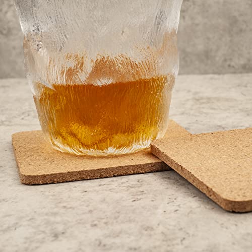 2-Pack Absorbent Cork Coasters - Non-Slip Square 3.9-Inch for Drinks