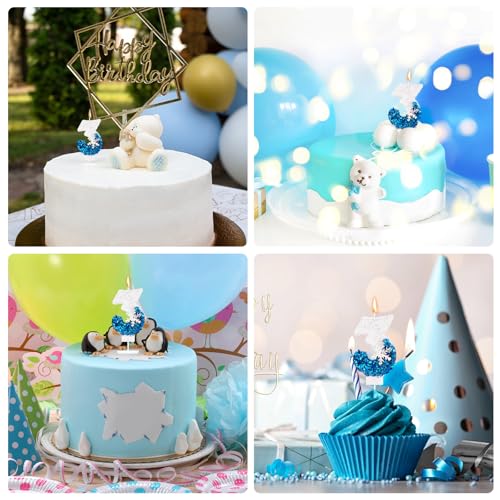 Snowflake Sequin Number 3 Birthday Candle - Elegant Cake Topper