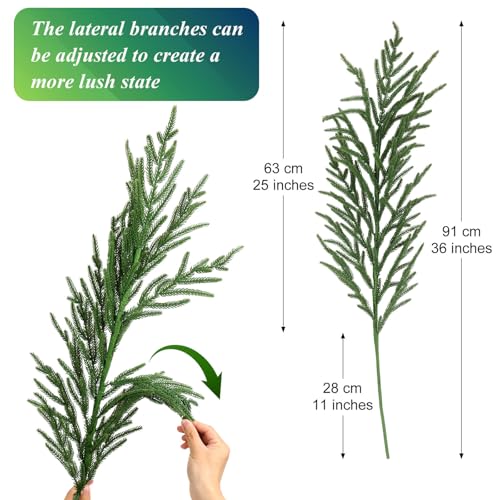 Artificial Norfolk Pine Stems - 36 Inch Real Touch Greenery for Christmas Decor