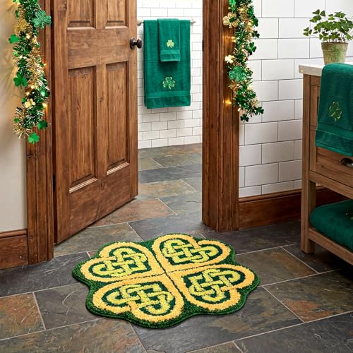St. Patrick's Day Shamrock Bathroom Rug - Non-Slip Plush Mat 20x24