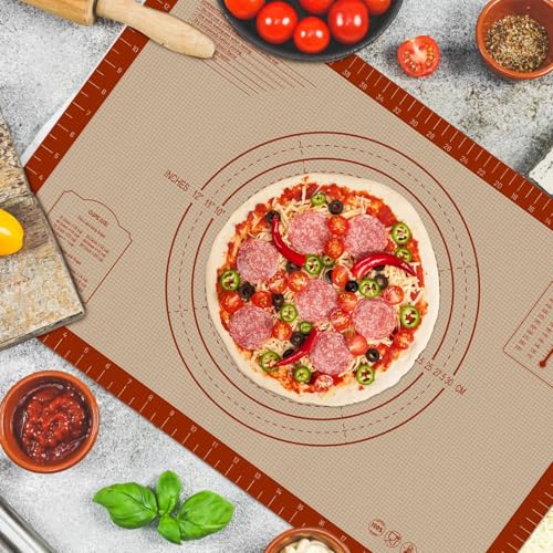 TREASO 24" x 16" Silicone Pastry Mat - Double Thickness Baking & Rolling Mat