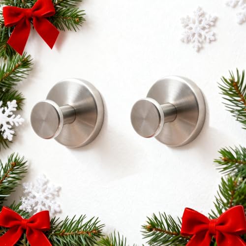 WingWider Heavy Duty Suction Cup Hooks - 304 Stainless Steel - 2 Pack, Silver
