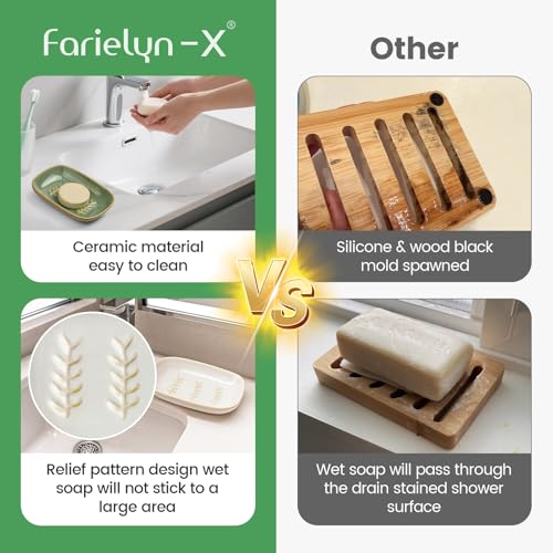 Farielyn-X Ceramic Soap Dish Set - Decorative & Easy to Clean