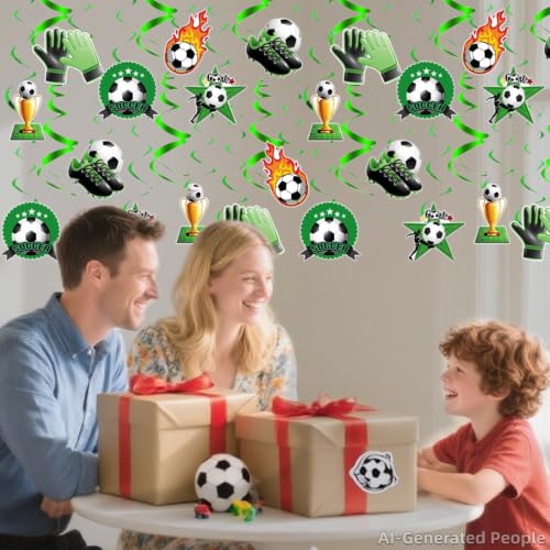 Oiuyamn 24PCS Green Soccer Party Decorations - Hanging Swirls Set
