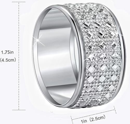 12 Silver Diamond Napkin Rings Set of 12 Rhinestone Crystal Glass Framed Table Decor