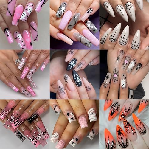 8 Sheets Halloween Spider Nail Art Stickers Self-Adhesive Ghost Decals