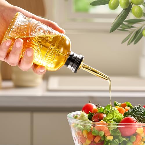 Baalaka 7 oz Glass Olive Oil Dispenser Bottle with Metal Spout
