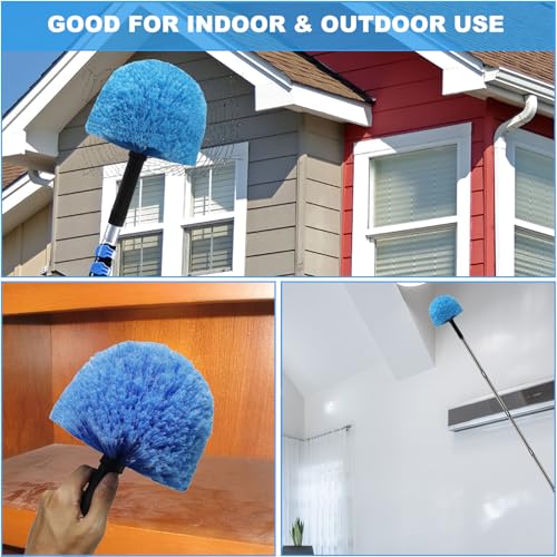Blue Cobweb Duster Head - Threaded Spider Web Brush Attachment (Type 1)