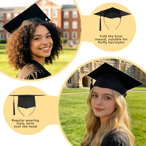 SARATA Graduation Cap Headband Insert - Anti-Fall Secure Hat Holder for Women & Men