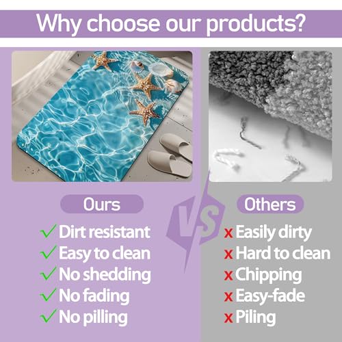 Non-Slip Diatomite Bathroom Mat, Quick Drying 17"x30" Rug