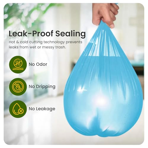 QIXINNET 2-4 Gallon Biodegradable Small Trash Bags, 100 Count, Leak-Proof