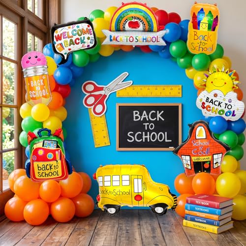 Back to School Balloons Set - 8 Foil Balloons for Classroom Decor