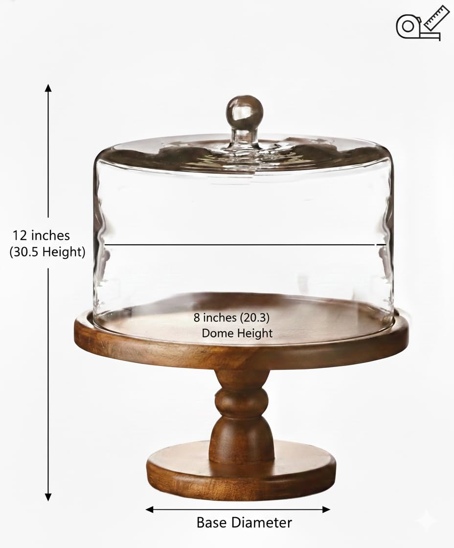 American Atelier Madera Pedestal Plate with Dome, Brown, 11.8x12.2"