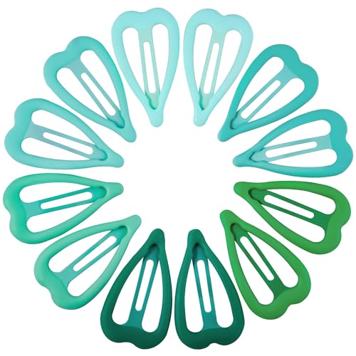 Cptots Metal Heart Hair Barrettes 12 Pack Non-Slip Green Hair Clips
