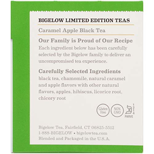 Bigelow Caramel Apple Black Tea Bags - 20 Count Pack of 6, 120 Total Caffeinated Tea Bags