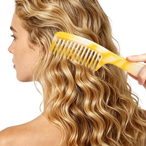 JILFR 2-Pack Wide Tooth Hair Combs, 8.5" Long Handle Detangling Comb for Curly Hair