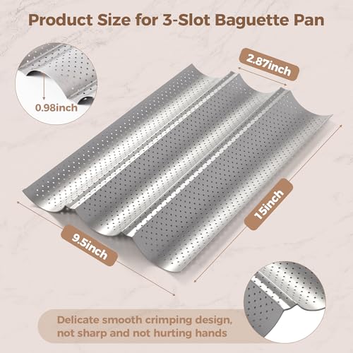 Nonstick Perforated Baguette Bread Pan for 3 Loaves