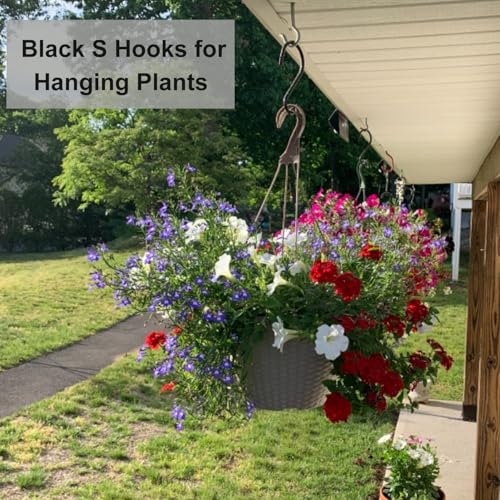 Heavy Duty 6-Inch Vinyl Coated Steel S Hooks - 4-Pack for Closet & Plant Hanging
