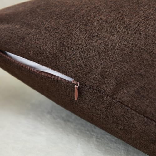 Sunday Praise 20x20 Inch Faux Linen Throw Pillow Covers, Dark Brown (2 Pack)