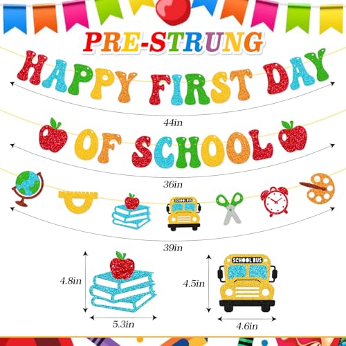 Happy First Day of School Banner - Back to School Party Decor