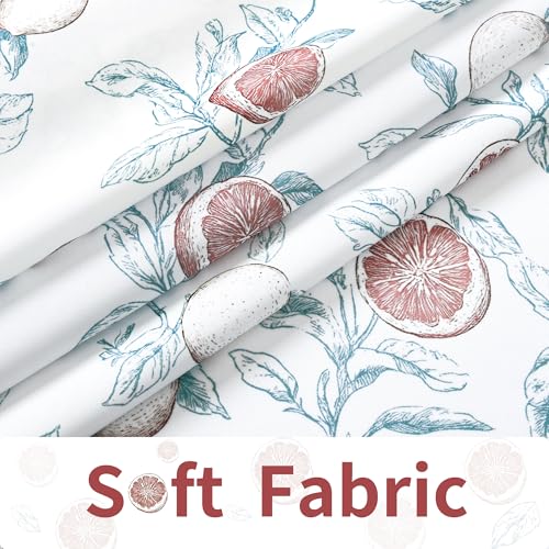 XWZO Vintage Lemon Floral Shower Curtain - Waterproof 48x72 Inch Set