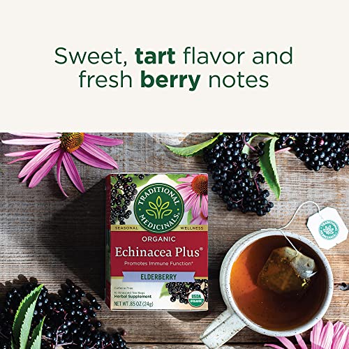 Traditional Medicinals Organic Echinacea Plus Elderberry Tea, 32 Tea Bags