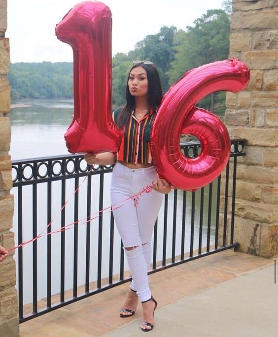 Red Number 6 Balloon - 40 Inch Giant Foil Balloon for 6th Birthday Party Decorations