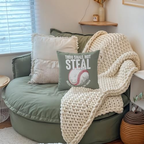 Baseball Decorative Pillow Cover 18x18 - Funny Quote for Kids' Rooms