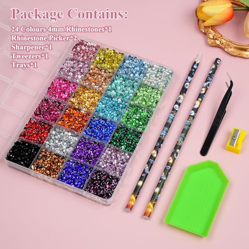 EARLMONI 18000 Pcs Resin Jelly Rhinestones 4mm Flatback Bedazzling Kit