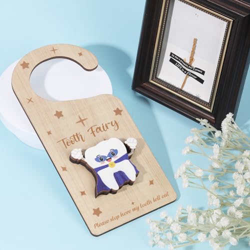 Wooden Tooth Door Hanger with Money Holder Keepsake Box for Kids