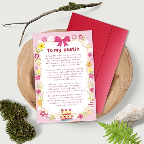 Bestie Poem Birthday Card - Heartfelt Gift for Best Friend
