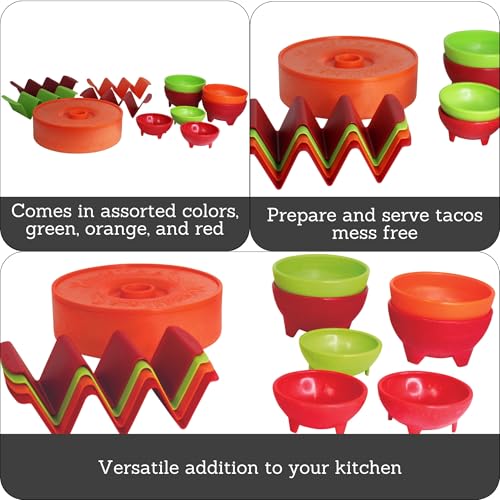 IMUSA 12pc Taco Fiesta Set, Red/Orange/Green