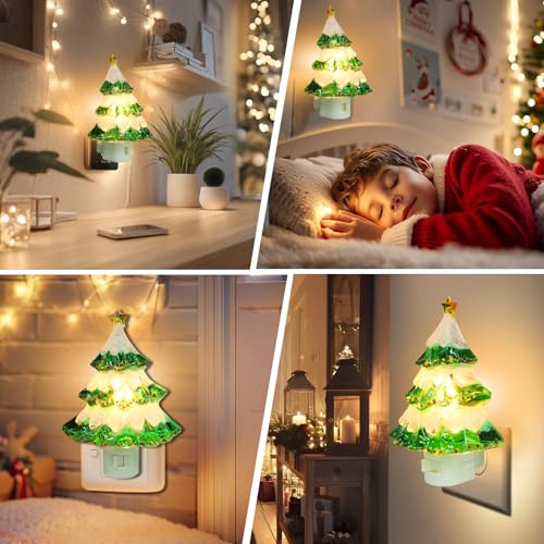 Christmas Tree Night Light Plug In Wall Decor LED Kids Bedroom Lamp