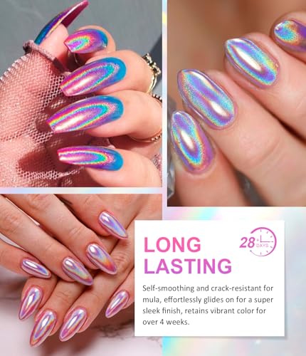 BISHENGYF Magic Chrome Nail Powder - Iridescent Mirror & Holographic Laser Effect